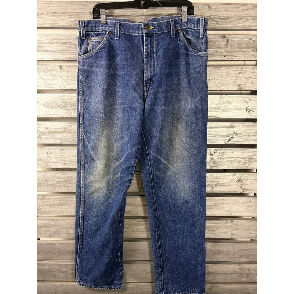 Dickies Mens Relaxed Fit Denim Jeans Medium Wash Blue Workwear 38x36 Vtg